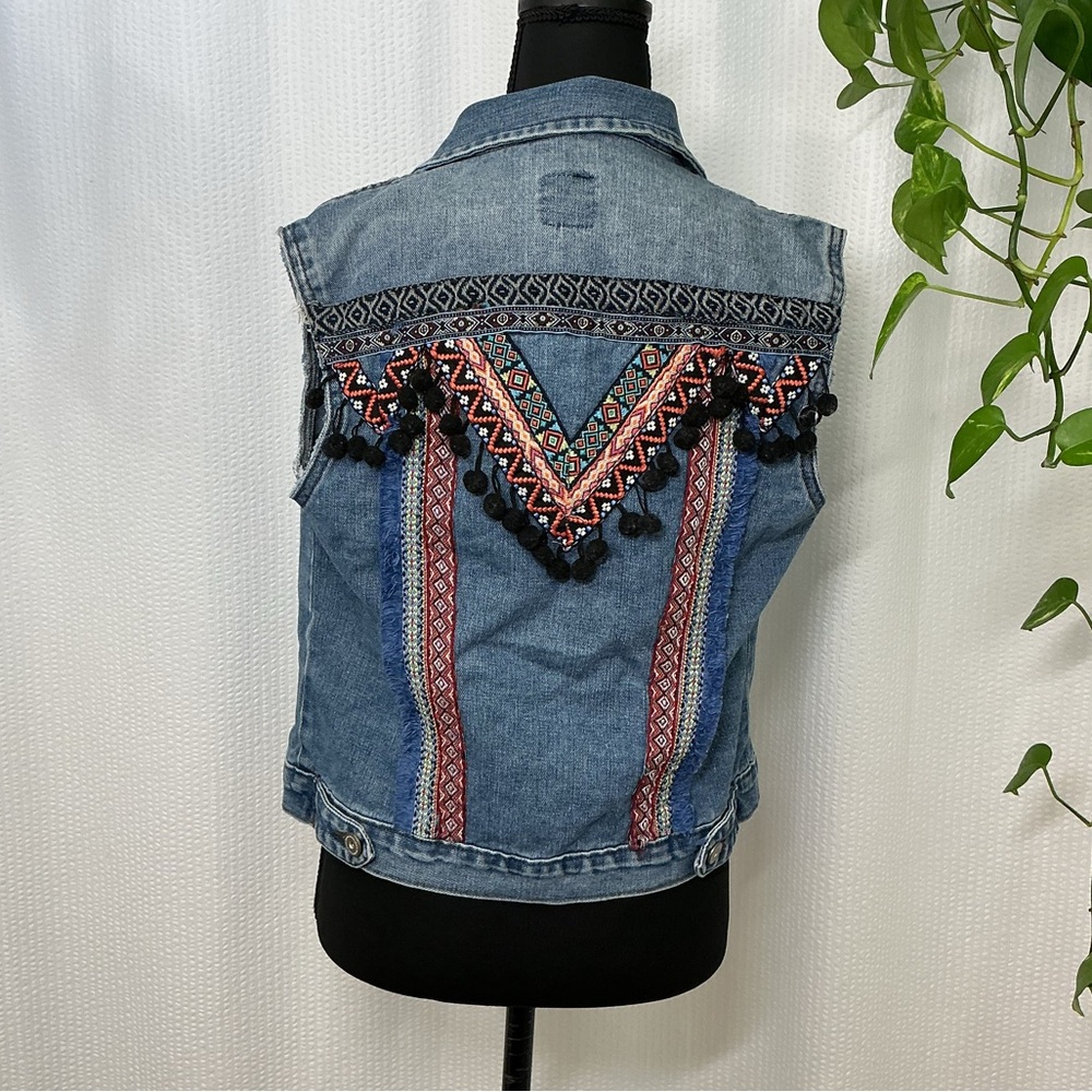 Boom Boom Jeans Blue and Orange Denim Vest
